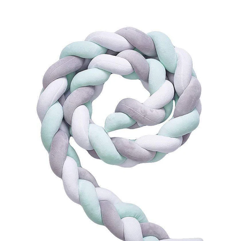 Baby Bed Bumper Long Handmade Knotted Braid Baby Crib Sides Protector Newborn Baby Knot Pillow Room Decor 300cm YBD013