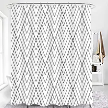 

Simple Line Pattern Shower Curtain ,Geometric Print Lines and Contemporary Stripes Modern Design Home Hotel Shower Curtain Decor