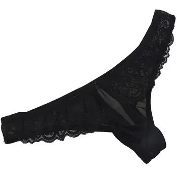 

Men's Lace Open Front G-String T Thong Underwear Black