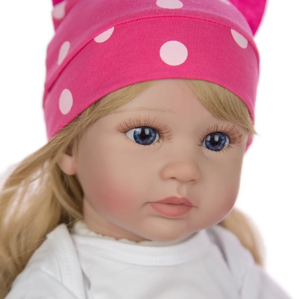 60 см реалистичные куклы новорожденных Мягкие силиконовые виниловые Детские куклы блонд вьющиеся волосы девочка принцесса малыш кукла playmate подарок