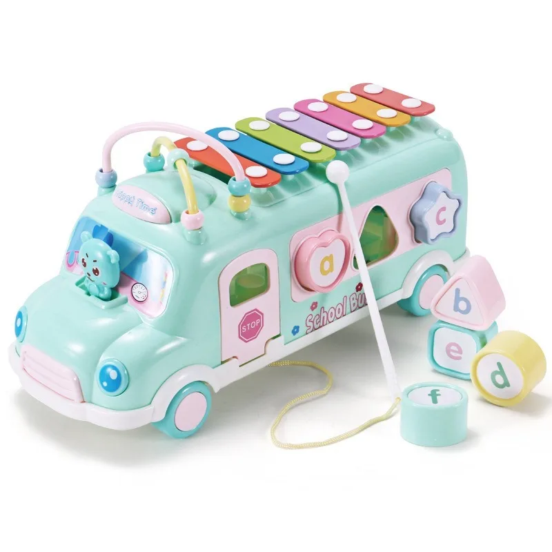 

Baby bus knocking piano Children's Early Educational ToysMulti-functional baby beat Musical Drum Piano Knocking Instruments