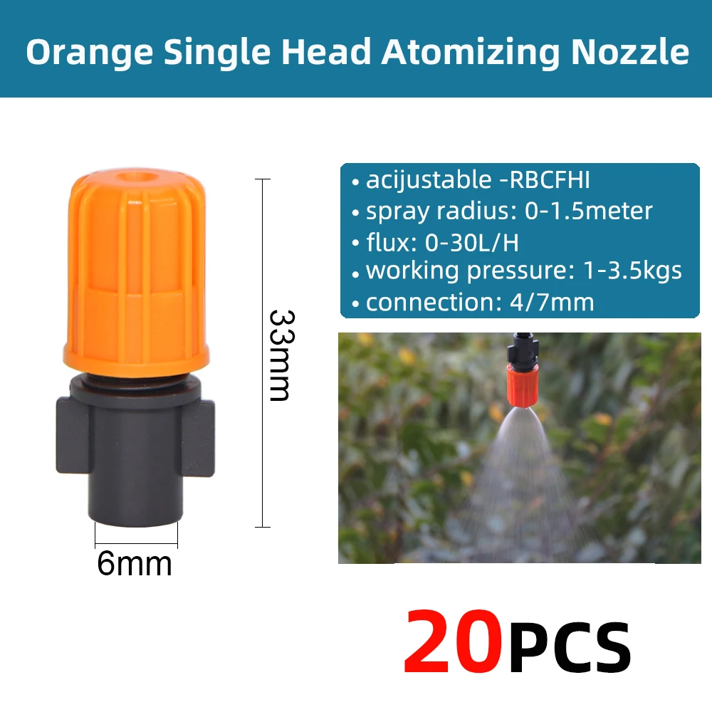 Adjustable Spray Cooling Nozzle Garden Watering Irrigation Dripper Sprinkler Cross Misting Atomization System With 6mm Connector 