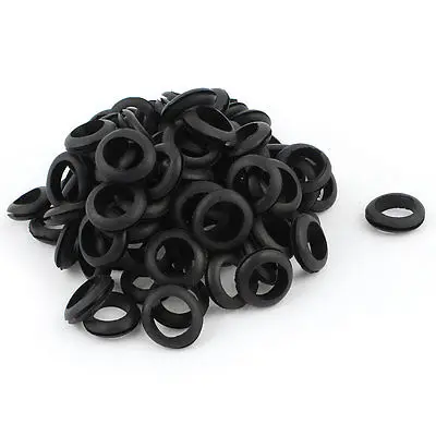 

100 x Black Rubber 18mm Open Hole Ring Dual Side Cable Wiring Grommet