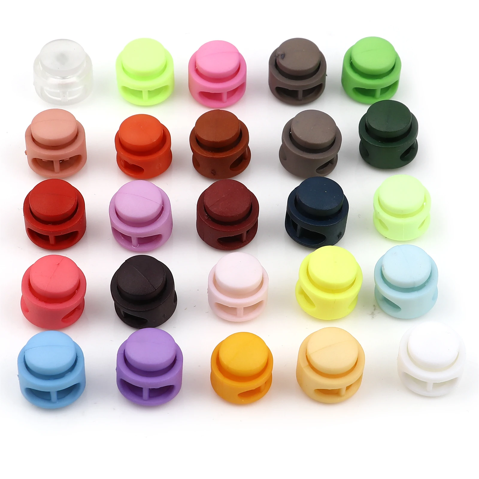 10pcs Round Plastic Toggle Clip Stopper Two holes Cord Lock 18mm Dia.