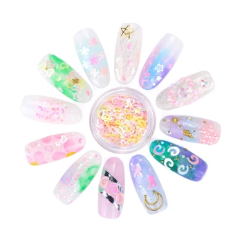 

12 Boxes Multi Color Round Geometry Holographic Sequins Flakes Mixed Size Paillette Manicure Tool 3d Decoration Nail Art Glitter