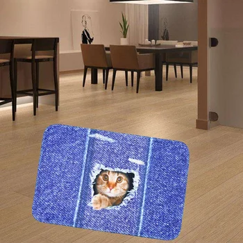 

Cat Pattern Bathmat Non-slip Bath Floor Mat Rugs Water-absorbing Carpet for Bathroom Kitchen