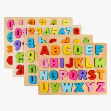 Planche de puzzle en bois Alphabet et nombres, avec stylo d'écriture, jouet éducatif pour enfants