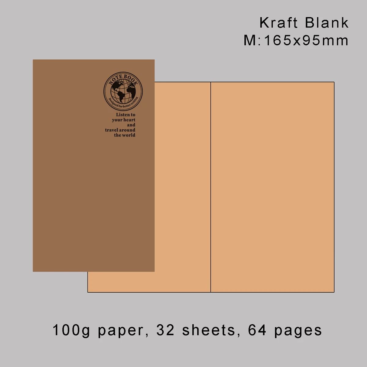 M Kraft blank Ретро фольгированная Золотая Обложка, блокнот для путешественников, наполнитель, бумага для Midori, планировщик, пули, журнал, вставка, заправка, стандартный паспорт - Цвет: M Kraft blank