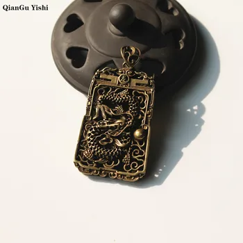 

Vintage Brass dragon Longteng prosperous time Key Chain Chinese characters Shape Keychains Creative Car Keyring mean fu happy