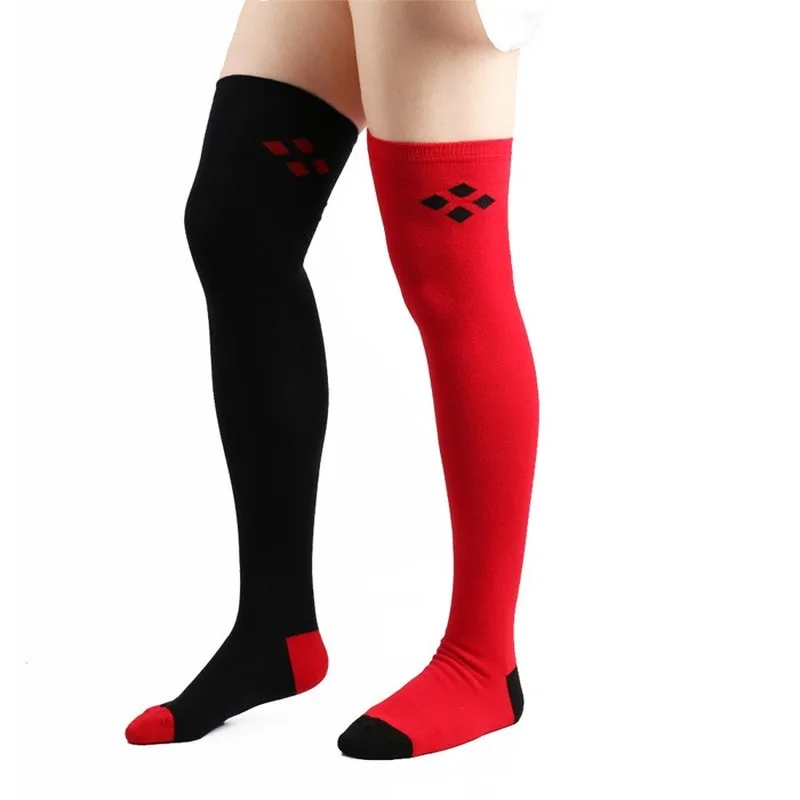 

Calcetines hasta la rodilla de algodón para mujer Medias altas por encima de la rodilla Medias largas cálidas de halloween divertidas harley quinn Medias