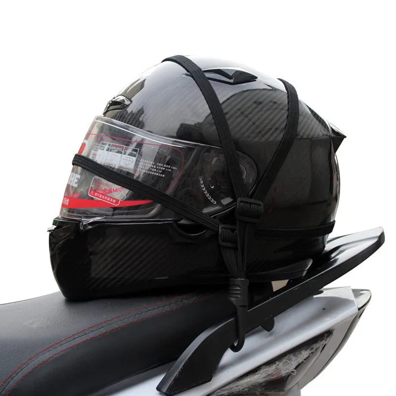 

Motorcycle Bicycle Retractable Helmet Luggage Elastic Rope Strap With 2 Hooks Luggage Mesh Web Bungee Cargo Net