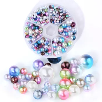 

Mixed Size 4mm-8mm magic color No hole ABS round imitation pearl garment beads clothes, shoes decoration accessories，DIY