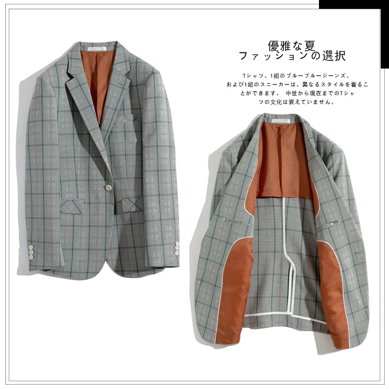 Zogaa 2019 New Fashion Summer Autumn Men's Business Suits Slim Light Plaid Suits British Style Thin Section Tide Youth Suits