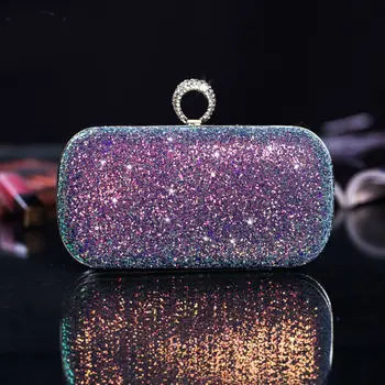 

Women Sequin Glitter Evening Clutch Bag Ladies Sparkly Design Wedding Party Shiny Handbag Prom Crystal Chain Bridesmaid Purse