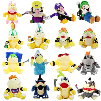 

15-28CM Super Mario Broser JR 3D Land Bone Kubah Koopa Dragon Dark Bowser Kamek Waluigi Wario Lemmy Morton Roy Bully Plush Toys