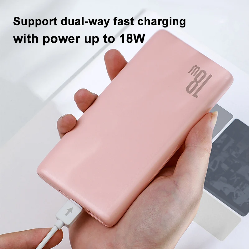 Baseus 18 Вт USB PD power Bank 10000 мАч для iPhone Xiaomi Dual-Way Quick Charge 3,0 power bank портативное зарядное устройство