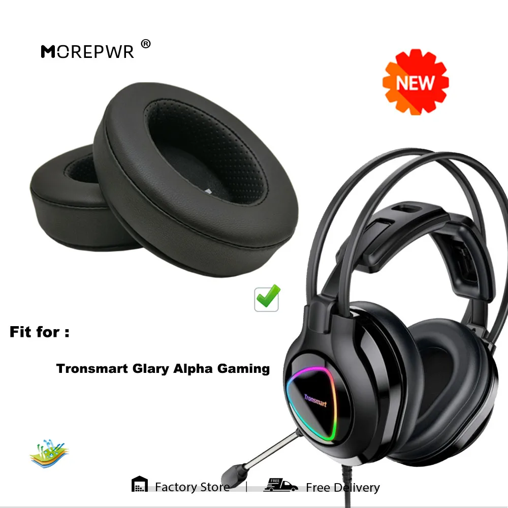 

Morepwr New Upgrade Replacement EarPads for Tronsmart Glary Alpha Gaming Headset Parts Leather Cushion Velvet Earmuff Earphone