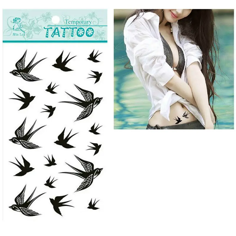 The Swallow Bird Flash Tattoo Removable Waterproof Temporary Tattoo Stickers Temporary Body Art Painting 1pcs