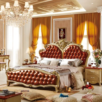 

2019 white leather classical king bed 180X200cm