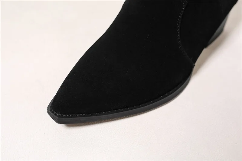 MStacchi; женские Подиумные сапоги до колена из натуральной кожи; женские ковбойские сапоги в европейском стиле; женская повседневная обувь с острым носком