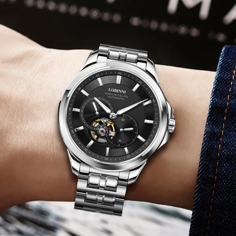 Japan MIYOTA Luxury Brand LOBINNI Automatic Mechanical Men's Waterproof Steel Wristwatches Fashion Design Male Watches