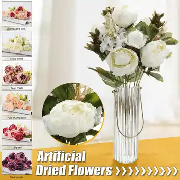 

13 Pcs Artificial Flowers Dried Peony Flowers Artificial Dried Flowers Home Festive Party Wedding Supplies Artificial Decoration