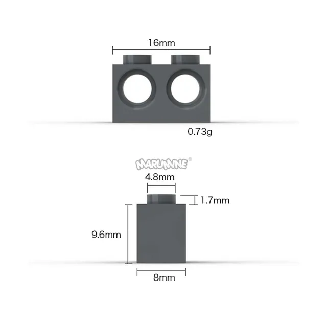 Marumine 1x2 with 2 Holes Technology Brick 32000 Classic Building Blocks Pieces Magic Robot Educational Toys for Starter Kids 6