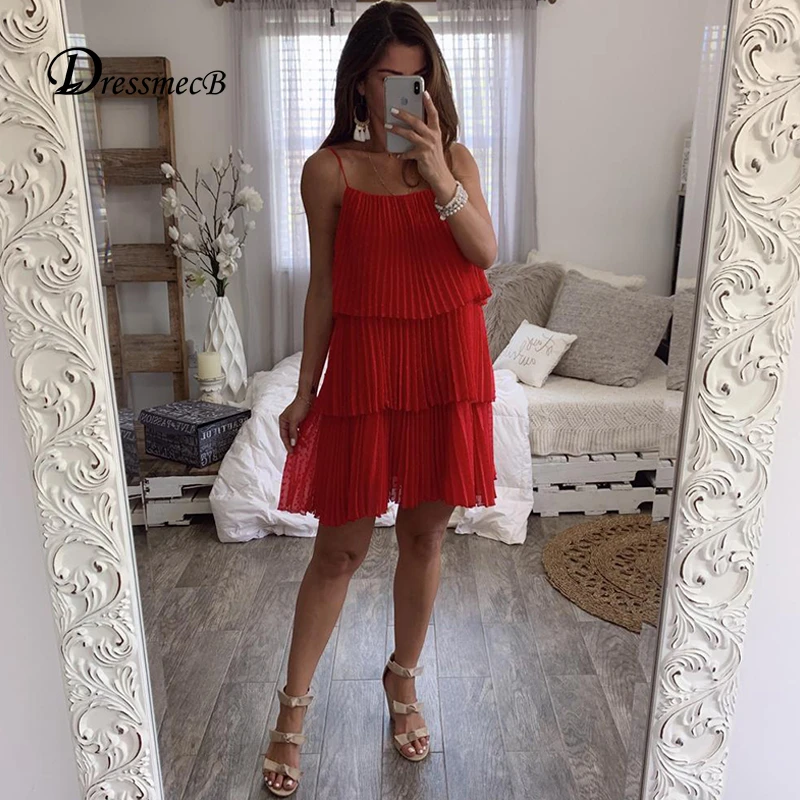 Летнее повседневное свободное мини-платье Dressmecb с оборками женское осеннее