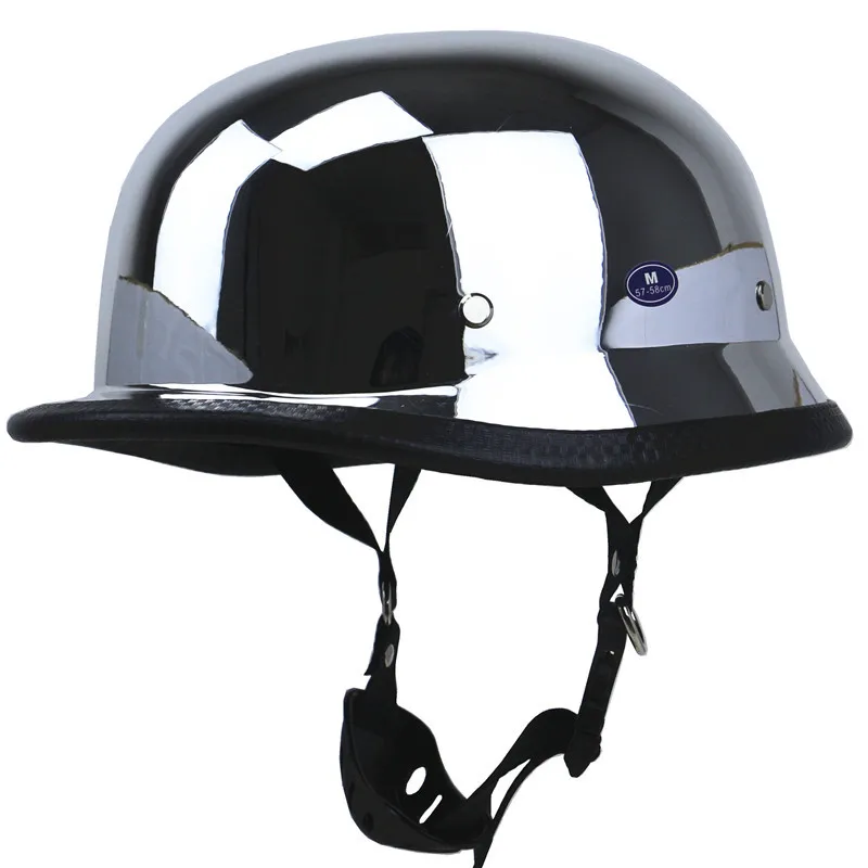 DOT Retro German Scooter Helmet Chrome Silver Color Motorcycle