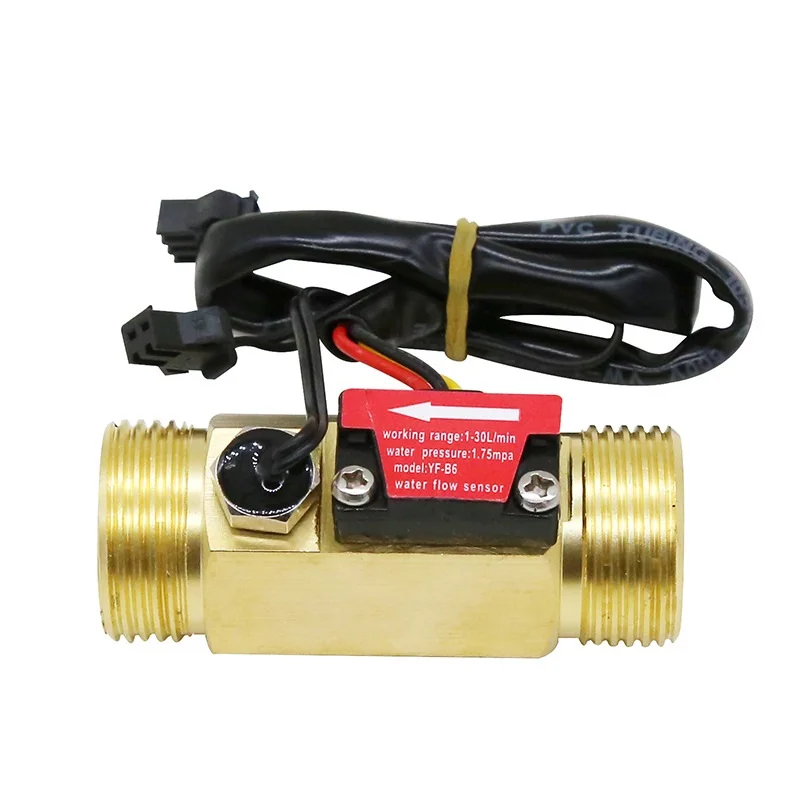 G3/4"Brass Hall flow rate meter NTC temperature measurement G3/4 water flow sensor meter