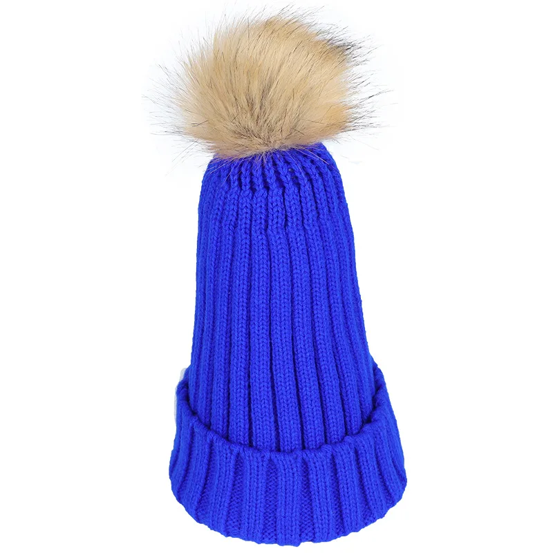 Синий Skullies Beanie осень и зима монохромные шерстяные шапки для мужчин и женщин теплые и безупречные простые вязаные шапки дикие волосы мяч завивка шляпа - Цвет: Синий