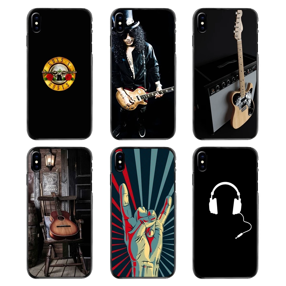Гитарные рок музыкальные Чехлы для телефона мультфильм Iphone 4 4s 5 5S 5C SE 6 6S 7 8 Plus X XR XS
