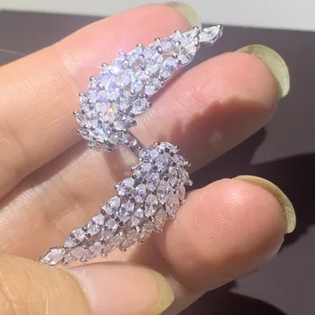 

Choucong Brand New Luxury Jewelry 925 Sterling Silver Marquise Cut White Topaz CZ Diamond Promise Angle Wing Women Wedding Ring