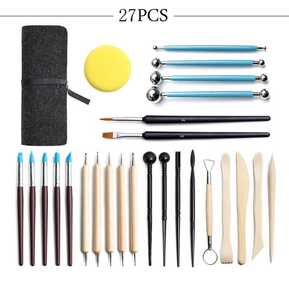 

27Pcs Polymer Clay Tools Modeling Clay Sculpting Tools Set for Pottery Sculpture Dotting Tool Ball Styluses for Pottery Crafting