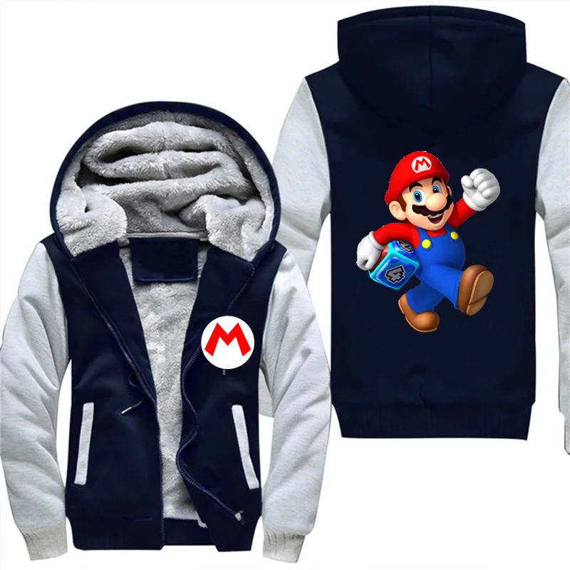 Каменное Мужское пальто, игра Super Mario Bros Galaxy, косплей, утолщенная зимняя толстовка, толстовки, куртка размера плюс, 3XL, 4XL, 5XL, толстовка с капюшоном, остров - Цвет: Синий