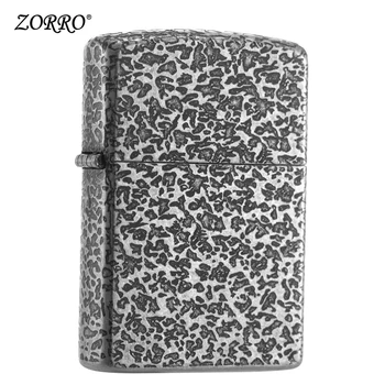 

Lighter 2018 New Genuine Wind Resistant Creative Ancient Silver Stone Pattern Personality