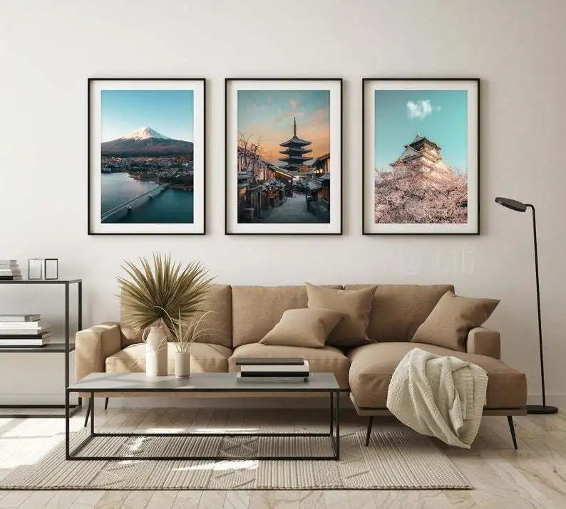 

Красивая японская фотография на холсте с фотографией с изображением стены набор отпечатков Of 3