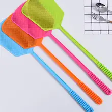 

4pcs/set Fashion Plastic Fly Swatter Extended Handle Bendable Net Surface Household Swatter Color Random