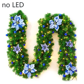 

2.7m 2.7m Artificial Green Pin Christmas Garland Wreath Hanging Ornament Glitter with Fake Flowers Balls Xmas Trees Wedding