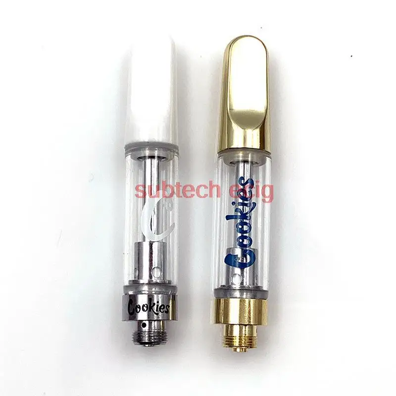 50pcs Cookies Vape Cartridges Atomizers 0.8ml 1ml Ceramic Glass Thick Oil Dab Pen Wax Vaporizer Carts Atomizer E Cigarettes Pens