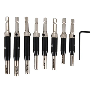 

New Self-Centering Lock Hinge Bit Set, Hardware Drawer Guide Hole Setting for Stainless Steel Drill Bit-8Pcs