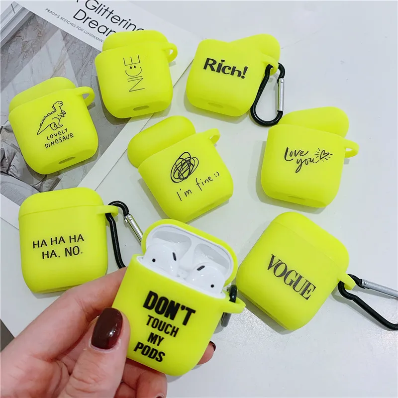 Флуоресцентный цвет для Apple Airpods чехол сплошной Bluetooth наушники защитный Airpod 2 1