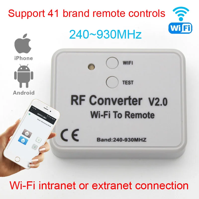 Cena Uniwersalny pilot wifi control converter 330 433 868MHz android ios RF pilot wifi sterowanie Wi Fi na zdalny konwerter RF 240 ~ 930MH