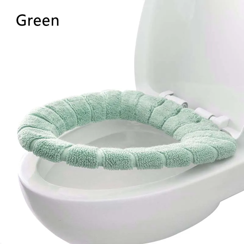 Чехол на сиденье для унитаза для ванной комнаты моющийся Мягкий теплый коврик для домашнего декора чехол на сиденье для унитаза набор для унитаза чехол на сиденье для унитаза - Цвет: Зеленый