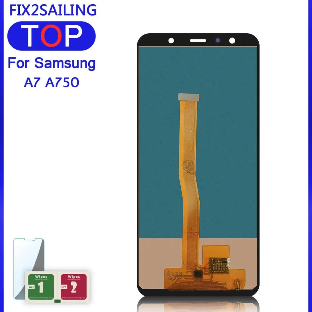 6," дисплей для samsung Galaxy A7 SM-A750F A750F A750 ЖК сенсорный экран Сенсорная панель может регулировать яркость части