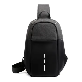 

2020 New Design Men Sling Chest Bags Usb Charging Crossbody Bags Messenger Waterproof Cross One Shoulder Bag Black Business