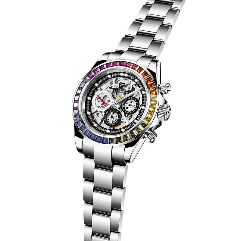 Pagani Design Watch Men Skeleton Automatic Mechanical Watches Stainless Steel Waterproof Fashion-3