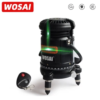 

WOSAI 5 Line 6 Points Green Laser Level Self-leveling Horizontal&Vertical 360 Degree Adjustment Higher Visibility Remote Control