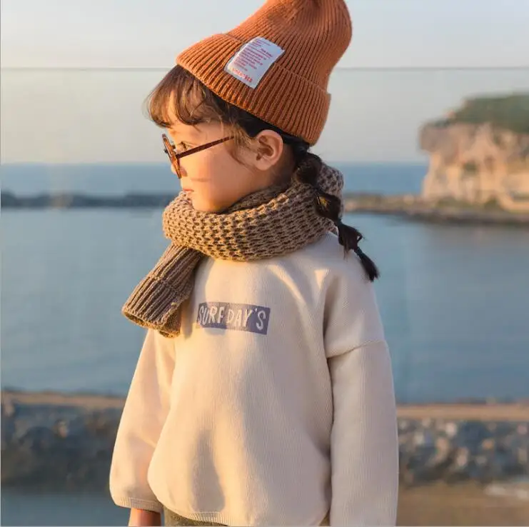 new girls boys thicken t-shirt autumn winter full sleeve cotton fashion kids sweatshirt 1-6t HH155