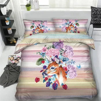 

Cartoon Deer 3D Printing Girls Bedding Set Children's Bedclothes Soft Comfortable Bed Cover Set US Twin Adults Duvet Cover Set
